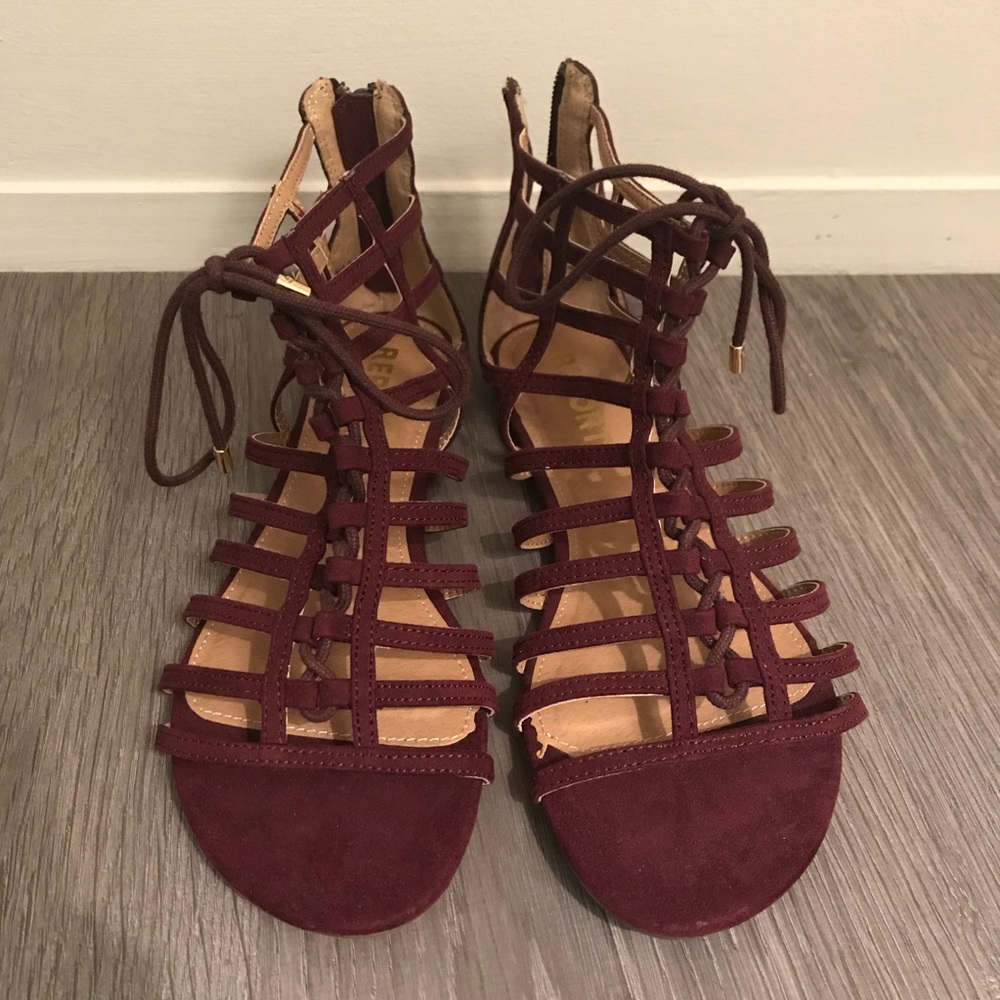 Wine Gladiator Sandals 7.5
